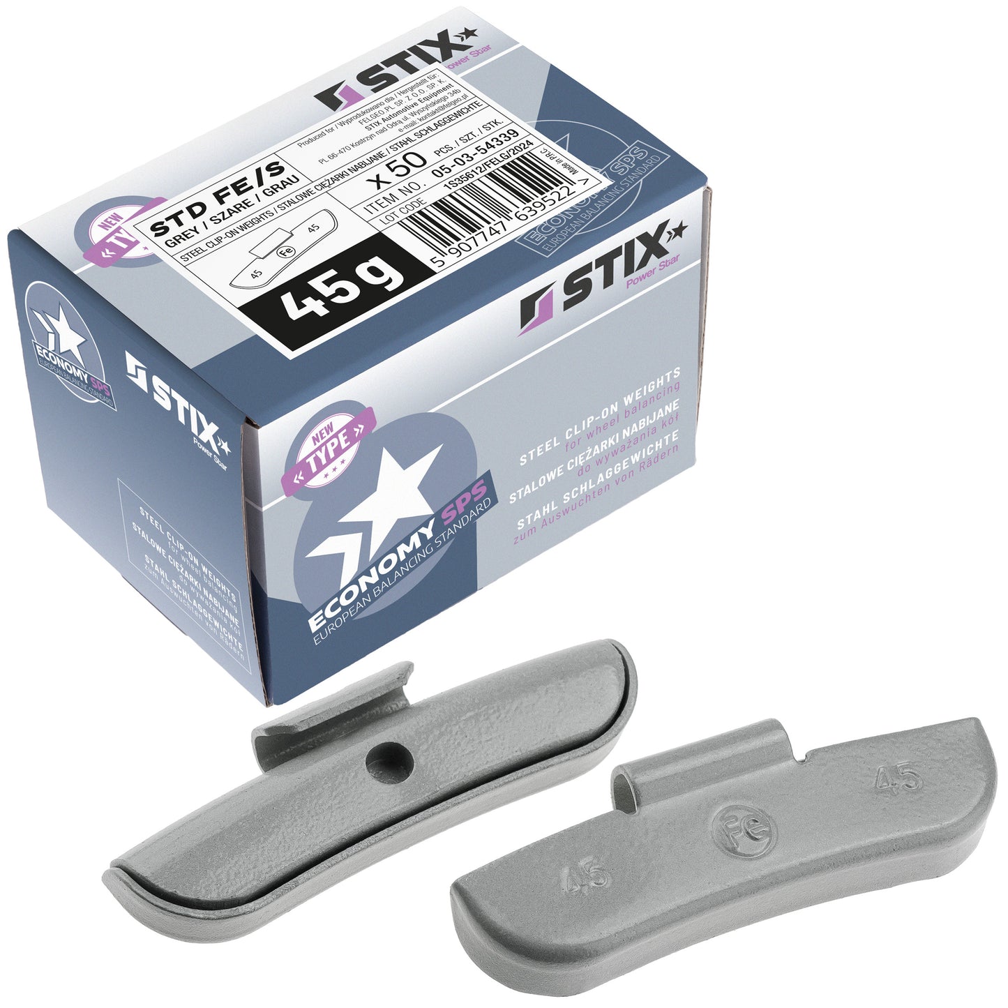 Masses à frapper acier STD 45g jantes acier Stix FE-S - lot 50 pcs
