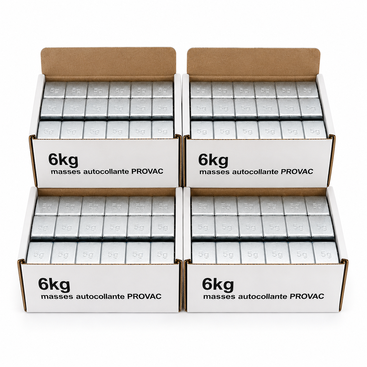 4 boîtes de 6kg Masses adhésives acier zingué