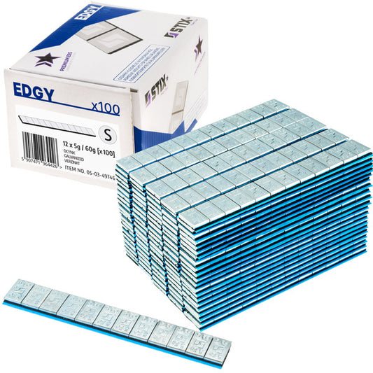 Masses adhésives Edgy Slim acier zingué 60 g – boîte de 100 barrettes