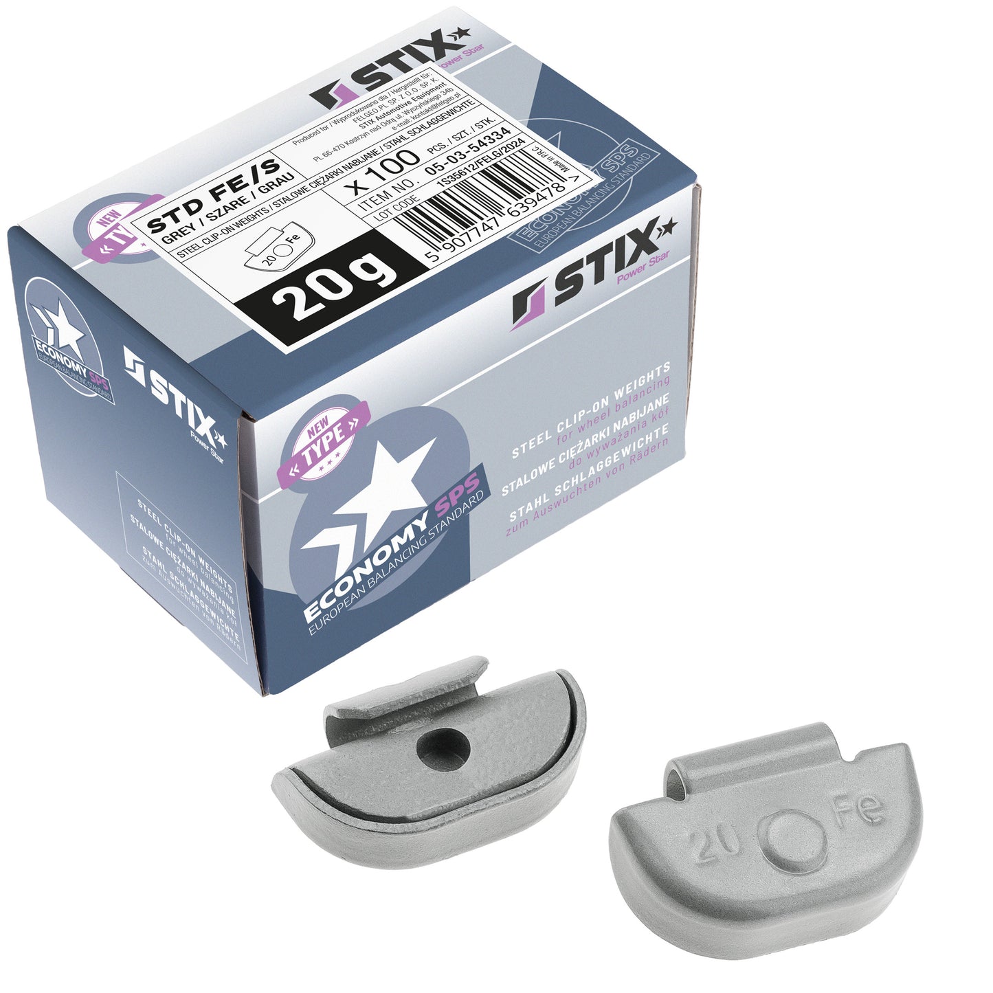 Masses à frapper acier STD 20g jantes acier Stix FE-S - lot 100 pcs