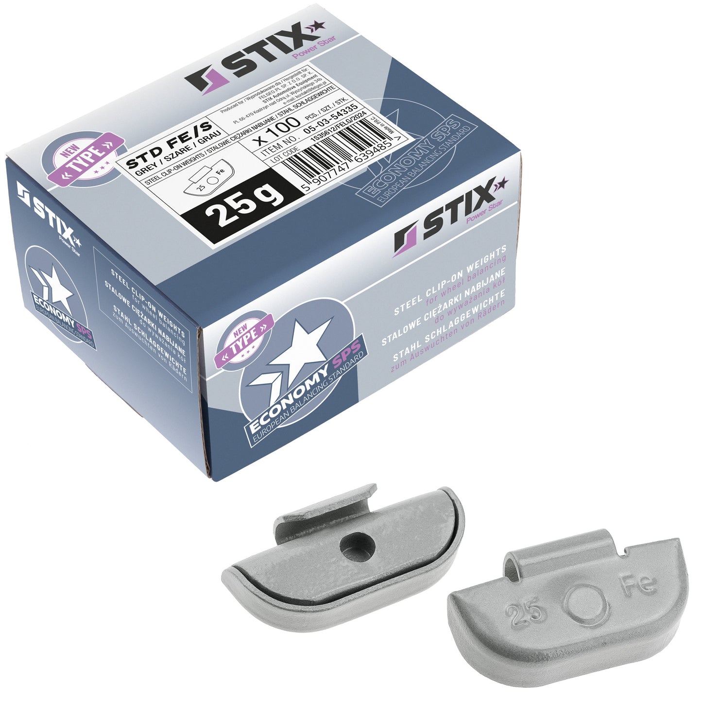 Masses à frapper acier STD 25g jantes acier Stix FE-S - lot 100 pcs