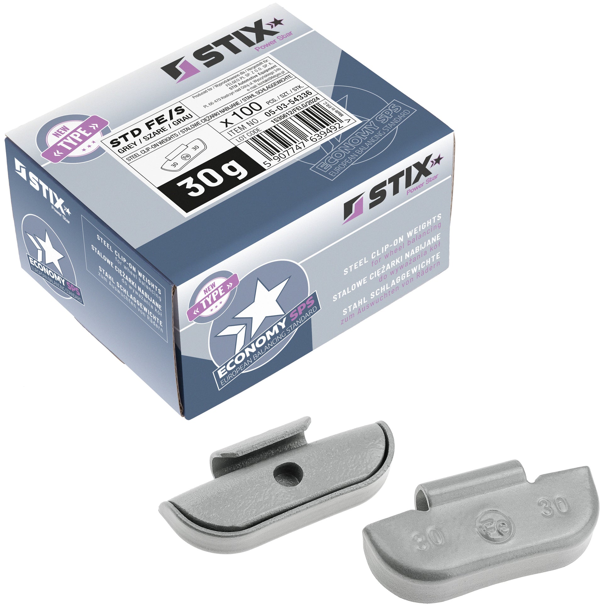 Masses à frapper acier STD 30g jantes acier Stix FE-S - lot 100 pcs