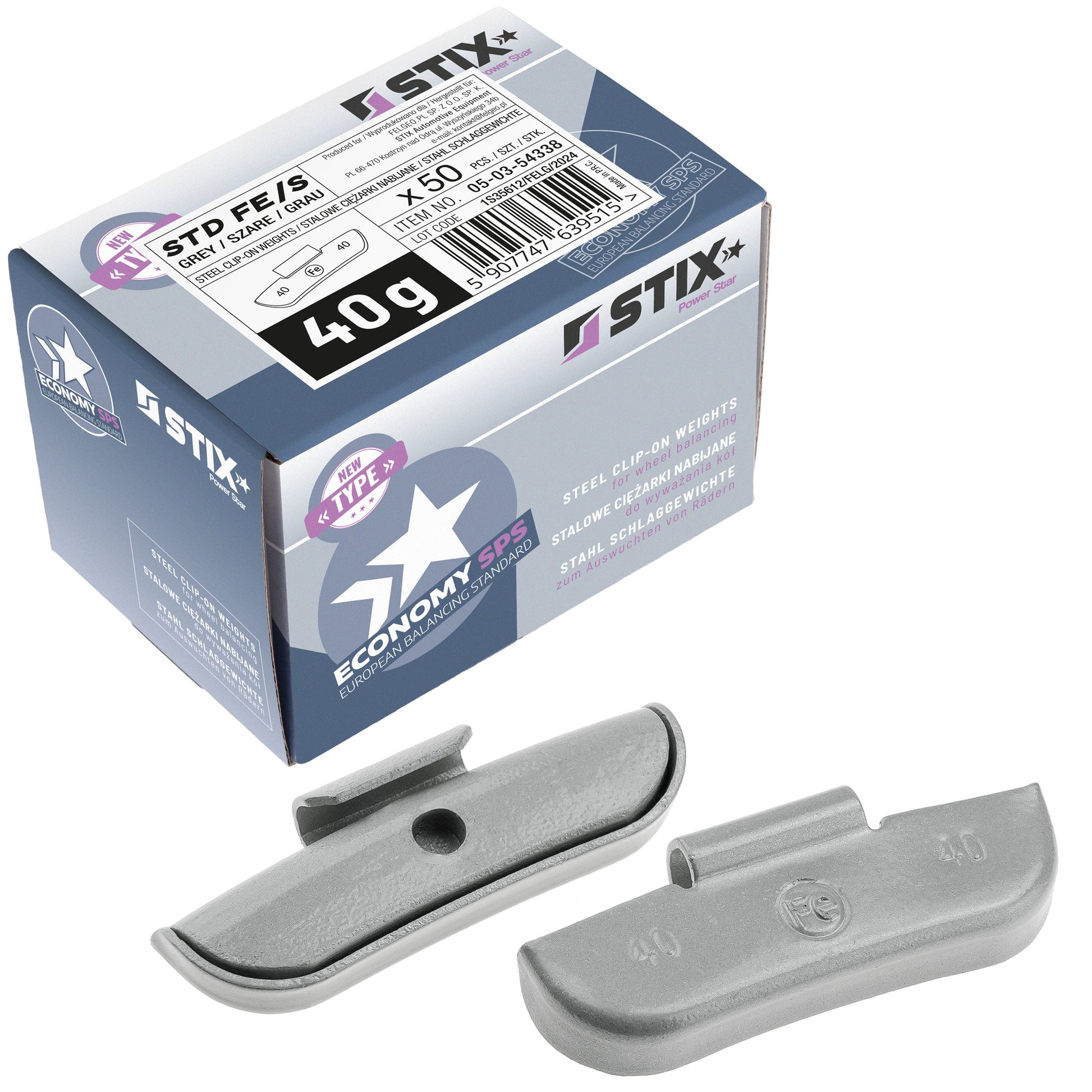 Masses à frapper acier STD 40g jantes acier Stix FE-S - lot 50 pcs